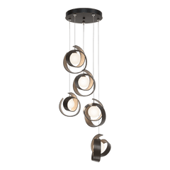 Hubbardton Forge Riza 5-Light Pendant Chandelier with Opal Glass Shades & Dimmable Design