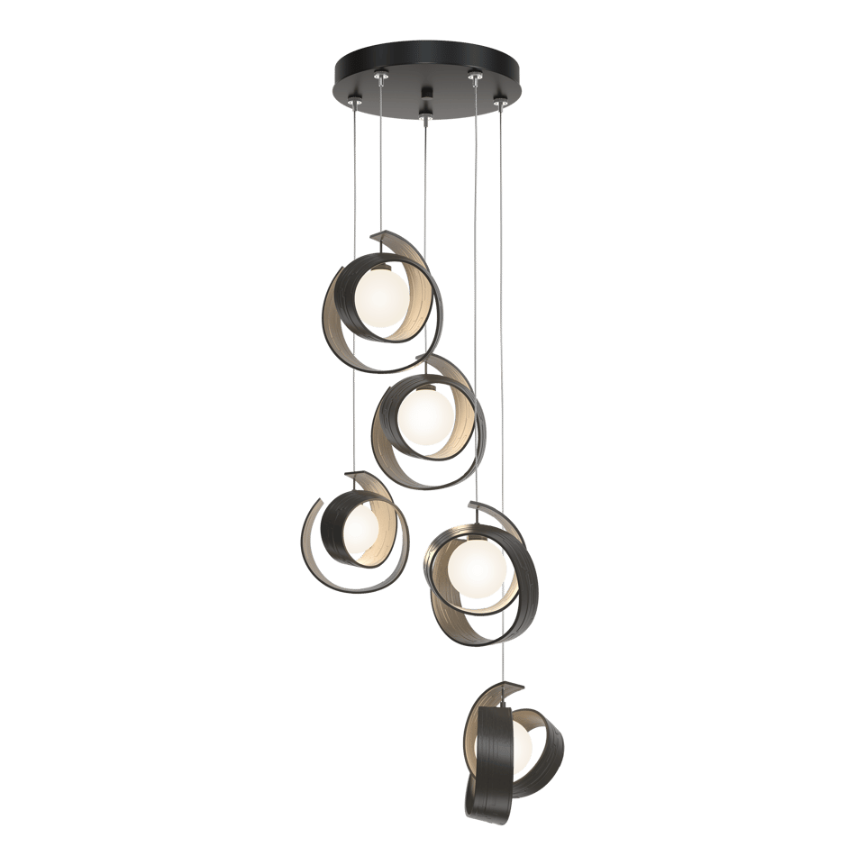 Hubbardton Forge Riza 5-Light Pendant Chandelier with Opal Glass Shades & Dimmable Design