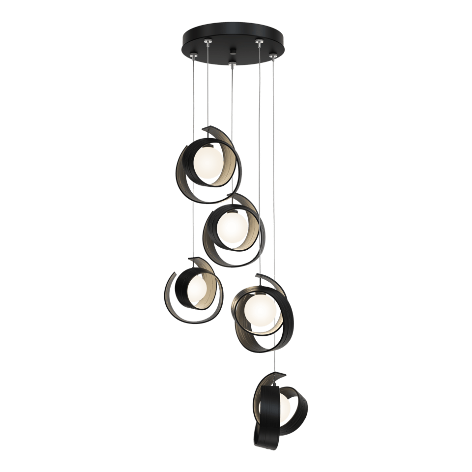 Hubbardton Forge Riza 5-Light Pendant Chandelier with Opal Glass Shades & Dimmable Design