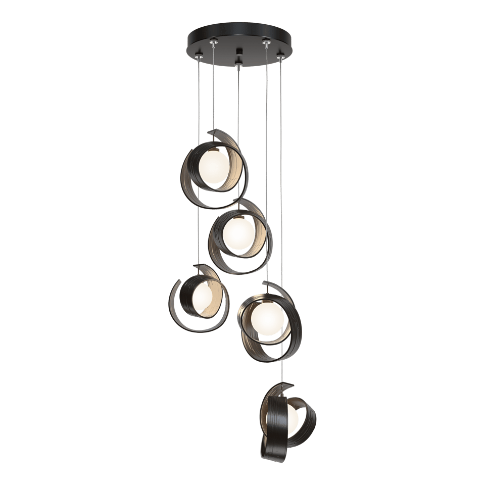 Hubbardton Forge Riza 5-Light Pendant Chandelier with Opal Glass Shades & Dimmable Design