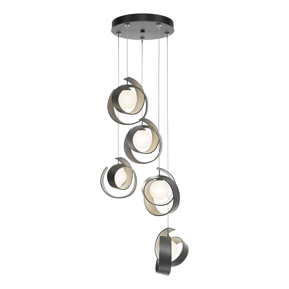 Hubbardton Forge Riza 5-Light Pendant Chandelier with Opal Glass Shades & Dimmable Design