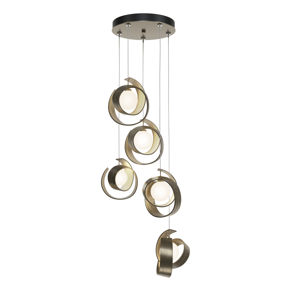 Hubbardton Forge Riza 5-Light Pendant Chandelier with Opal Glass Shades & Dimmable Design