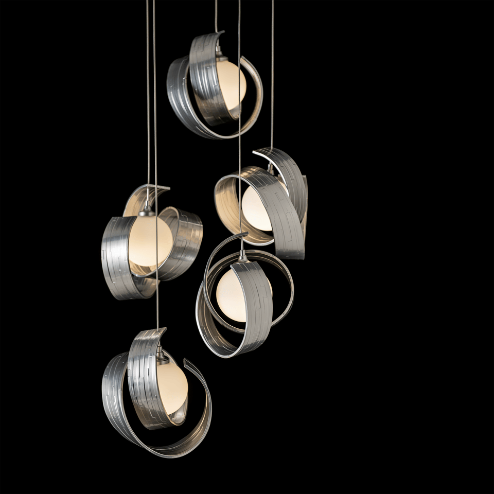 Hubbardton Forge Riza 5-Light Pendant Chandelier with Opal Glass Shades & Dimmable Design