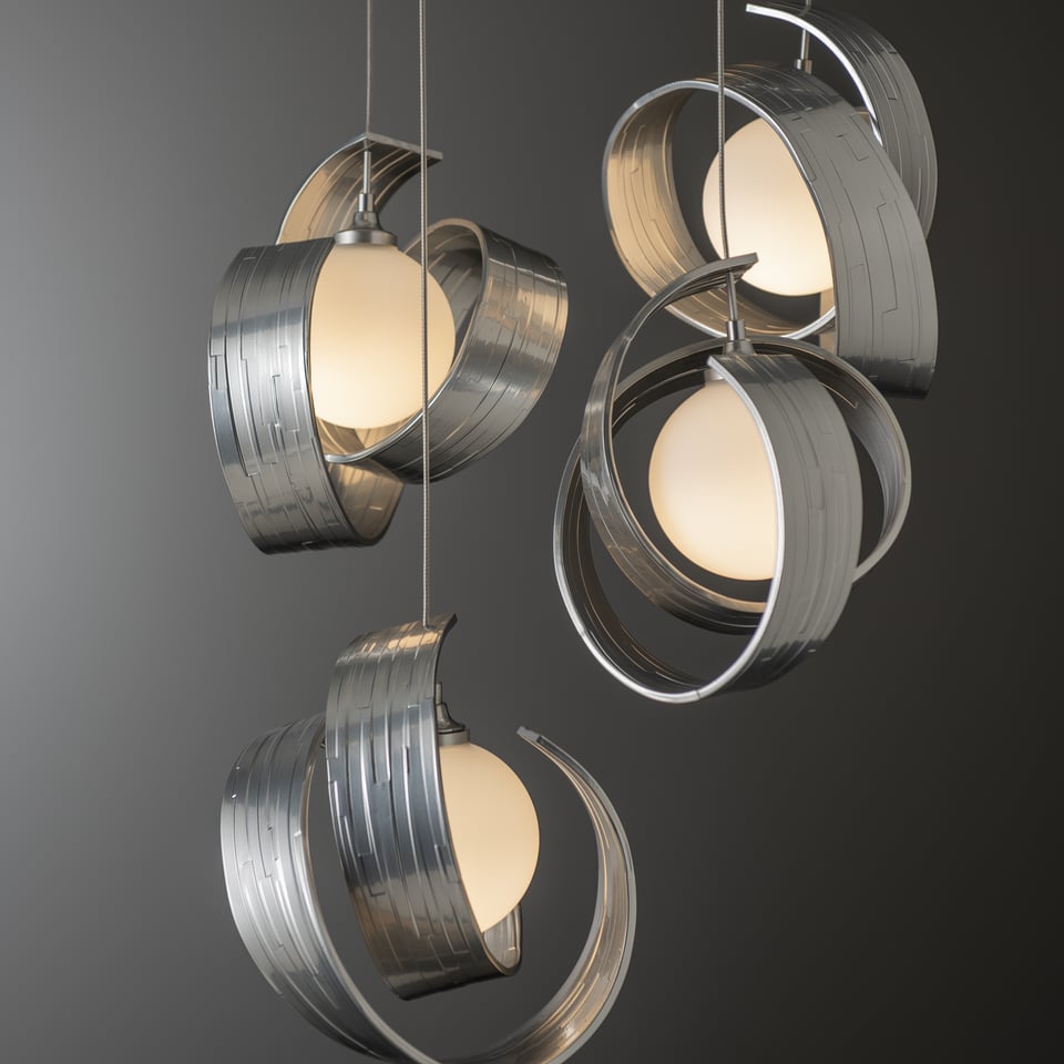 Hubbardton Forge Riza 5-Light Pendant Chandelier with Opal Glass Shades & Dimmable Design