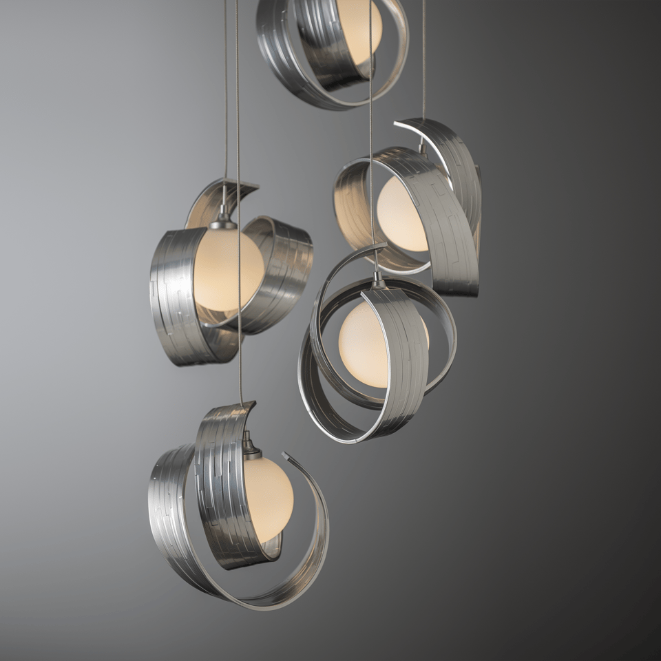 Hubbardton Forge Riza 5-Light Pendant Chandelier with Opal Glass Shades & Dimmable Design