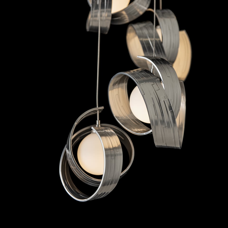 Hubbardton Forge Riza 5-Light Pendant Chandelier with Opal Glass Shades & Dimmable Design