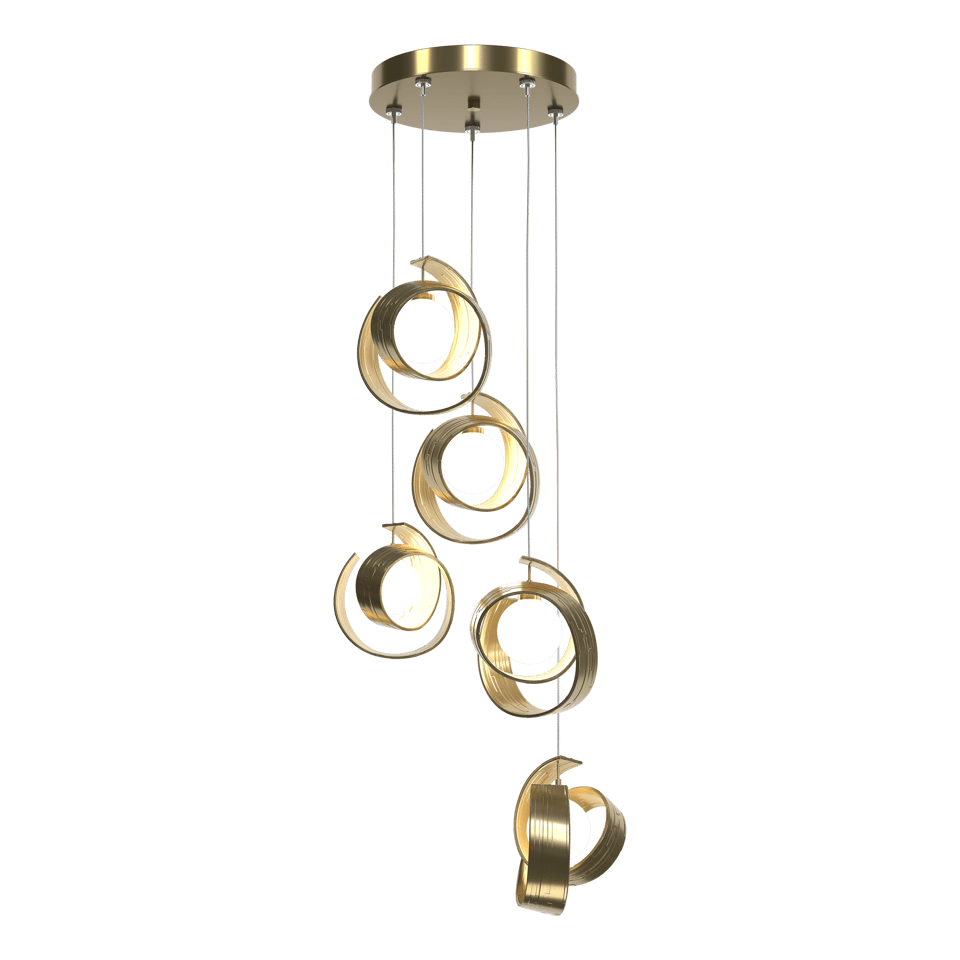 Hubbardton Forge Riza 5-Light Pendant Chandelier with Opal Glass Shades & Dimmable Design