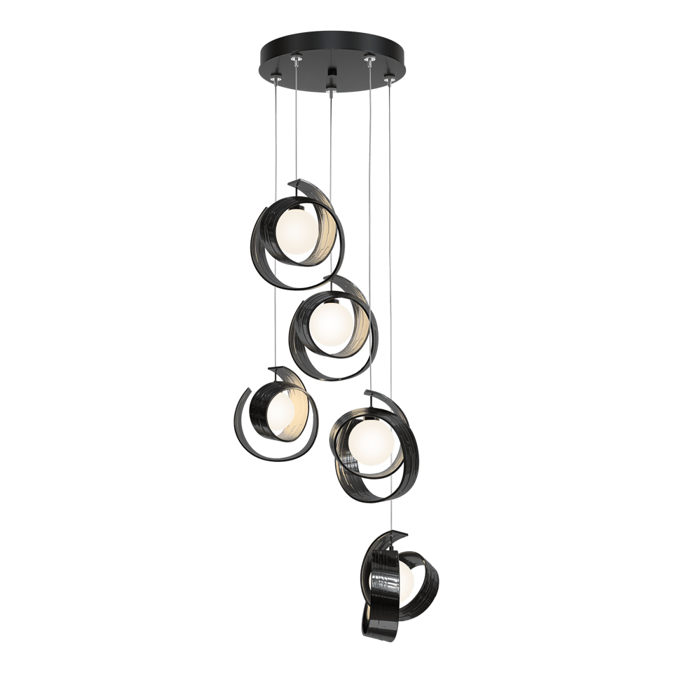 Hubbardton Forge Riza 5-Light Pendant Chandelier with Opal Glass Shades & Dimmable Design