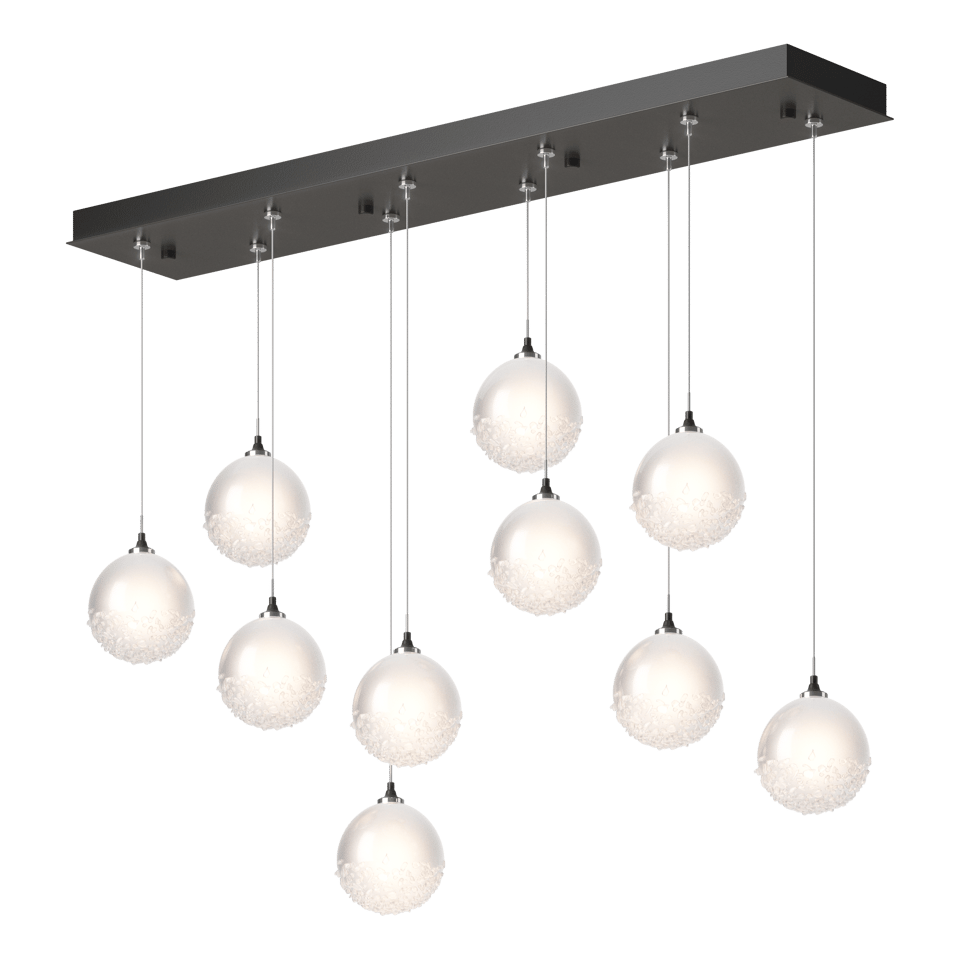 Hubbardton Forge Fritz Globe 10-Light Pendant – Adjustable Height, Dimmable, UL Damp Rated, Glass Spheres