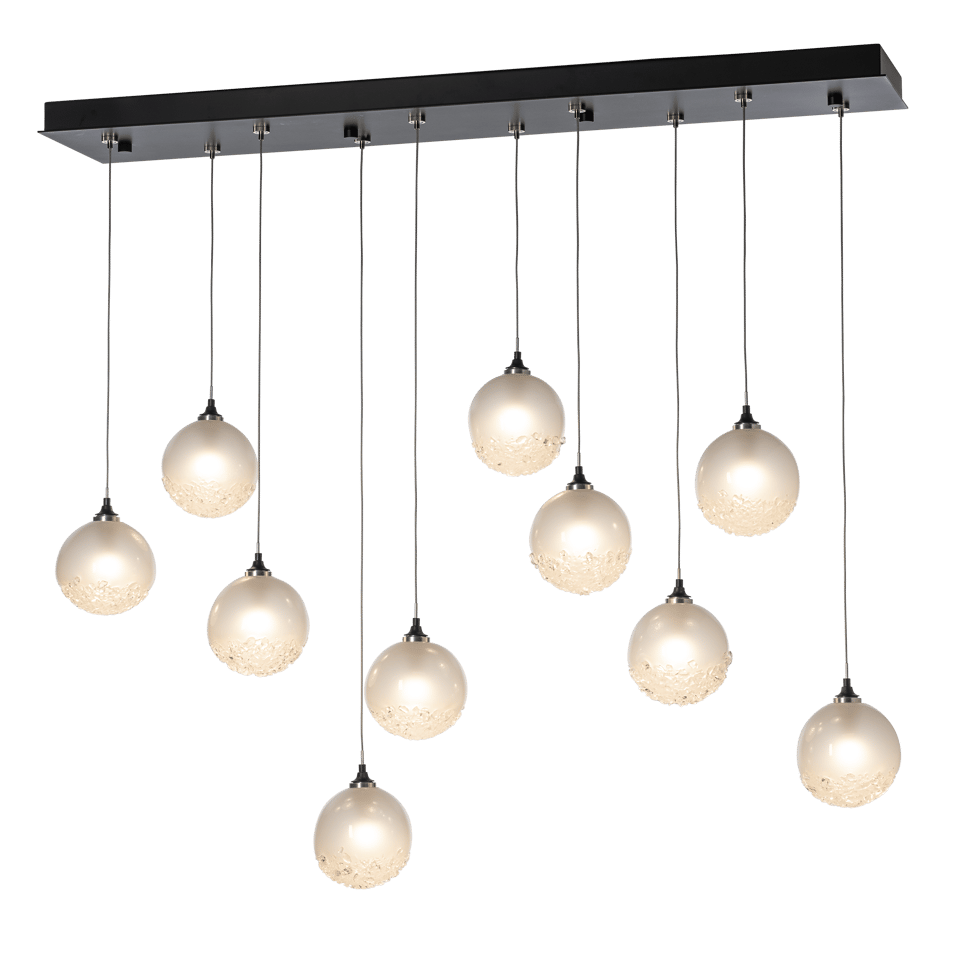 Hubbardton Forge Fritz Globe 10-Light Pendant – Adjustable Height, Dimmable, UL Damp Rated, Glass Spheres