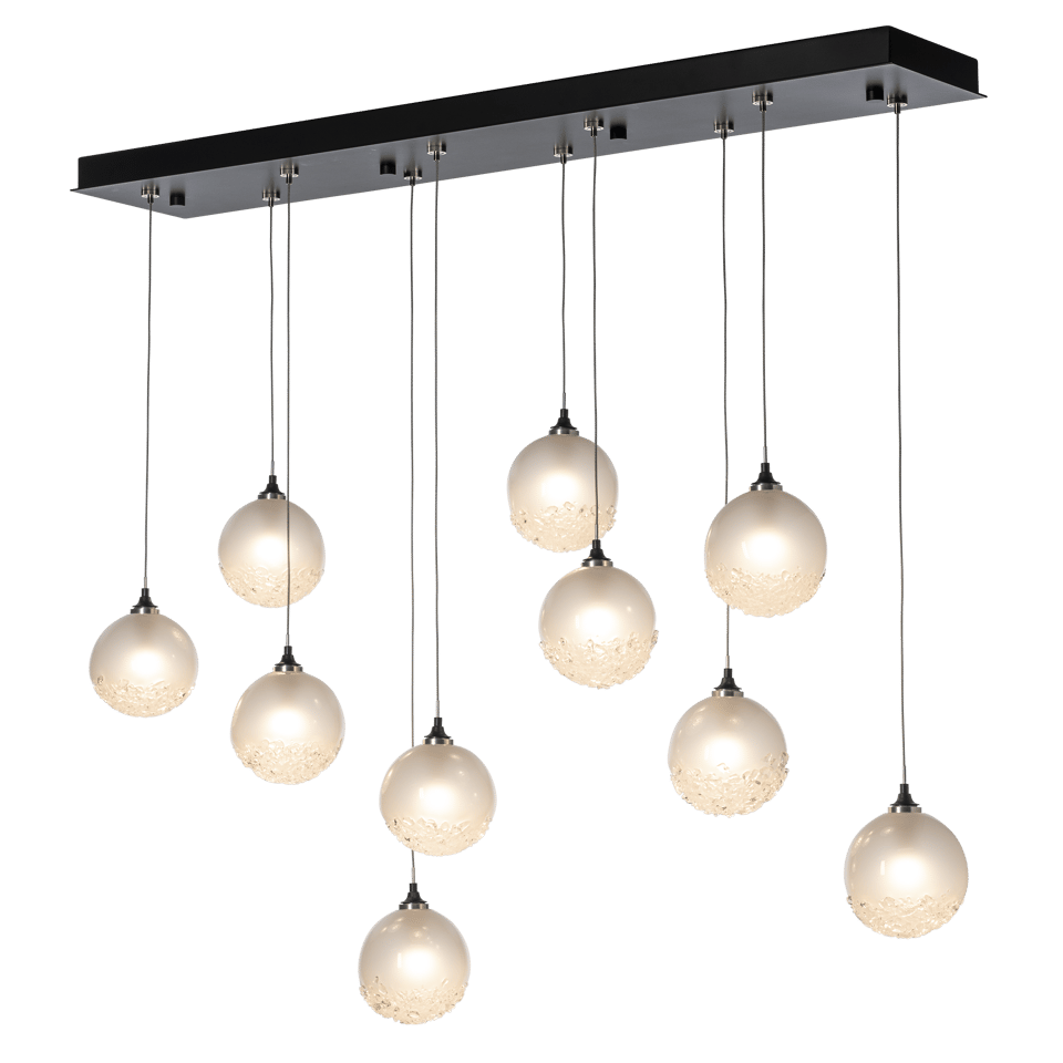 Hubbardton Forge Fritz Globe 10-Light Pendant – Adjustable Height, Dimmable, UL Damp Rated, Glass Spheres