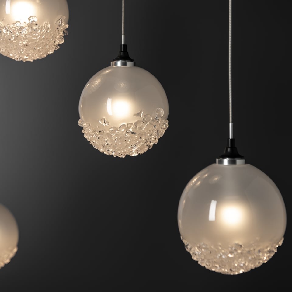 Hubbardton Forge Fritz Globe 10-Light Pendant – Adjustable Height, Dimmable, UL Damp Rated, Glass Spheres