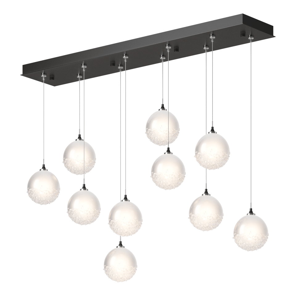 Hubbardton Forge Fritz Globe 10-Light Pendant – Adjustable Height, Dimmable, UL Damp Rated, Glass Spheres