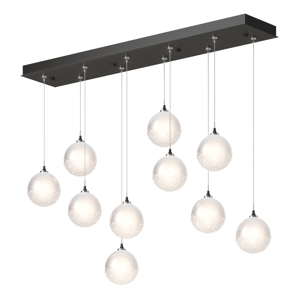 Hubbardton Forge Fritz Globe 10-Light Pendant – Adjustable Height, Dimmable, UL Damp Rated, Glass Spheres