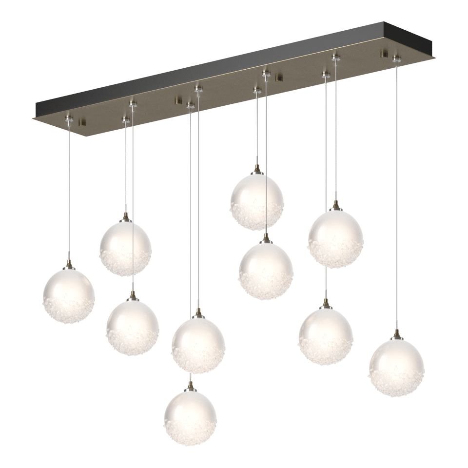 Hubbardton Forge Fritz Globe 10-Light Pendant – Adjustable Height, Dimmable, UL Damp Rated, Glass Spheres