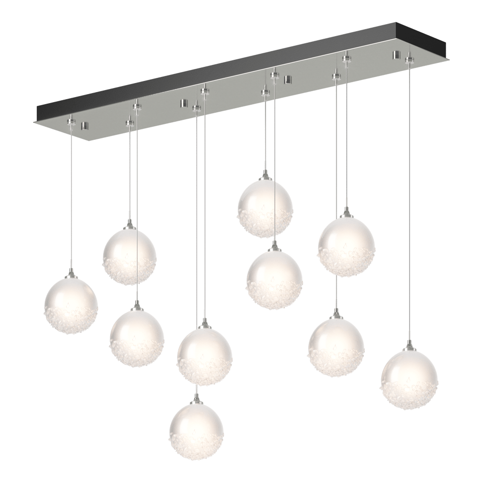 Hubbardton Forge Fritz Globe 10-Light Pendant – Adjustable Height, Dimmable, UL Damp Rated, Glass Spheres