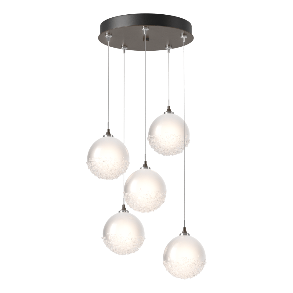 Hubbardton Forge Fritz Globe 5-Light Pendant - Dimmable, Elegant Design with Frosted Glass Shades