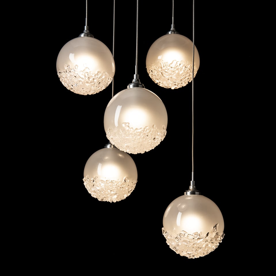 Hubbardton Forge Fritz Globe 5-Light Pendant - Dimmable, Elegant Design with Frosted Glass Shades