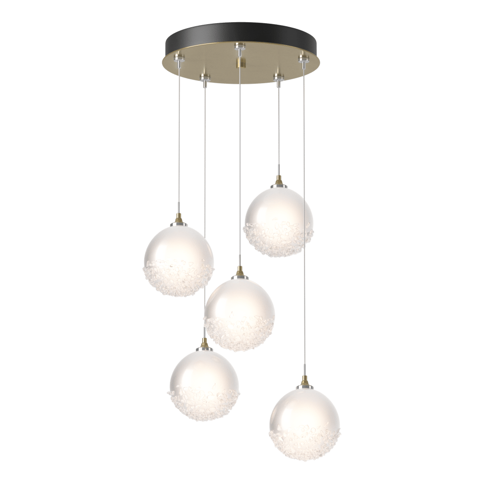 Hubbardton Forge Fritz Globe 5-Light Pendant - Dimmable, Elegant Design with Frosted Glass Shades