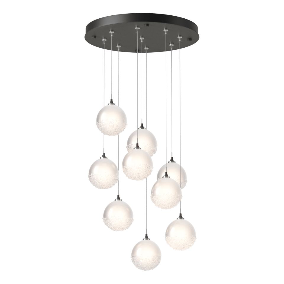 Hubbardton Forge Fritz Globe 9-Light Pendant Fixture with Dimmable Feature and Elegant Glass Spheres