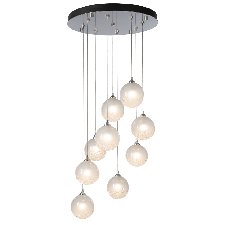 Hubbardton Forge Fritz Globe 9-Light Pendant Fixture with Dimmable Feature and Elegant Glass Spheres