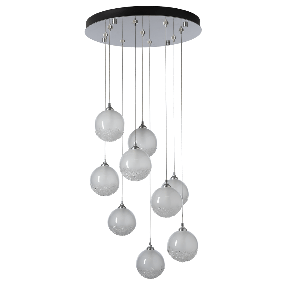 Hubbardton Forge Fritz Globe 9-Light Pendant Fixture with Dimmable Feature and Elegant Glass Spheres