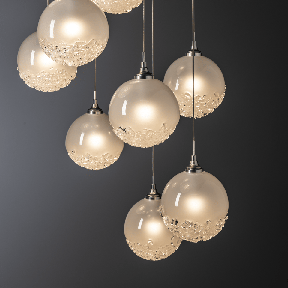 Hubbardton Forge Fritz Globe 9-Light Pendant Fixture with Dimmable Feature and Elegant Glass Spheres