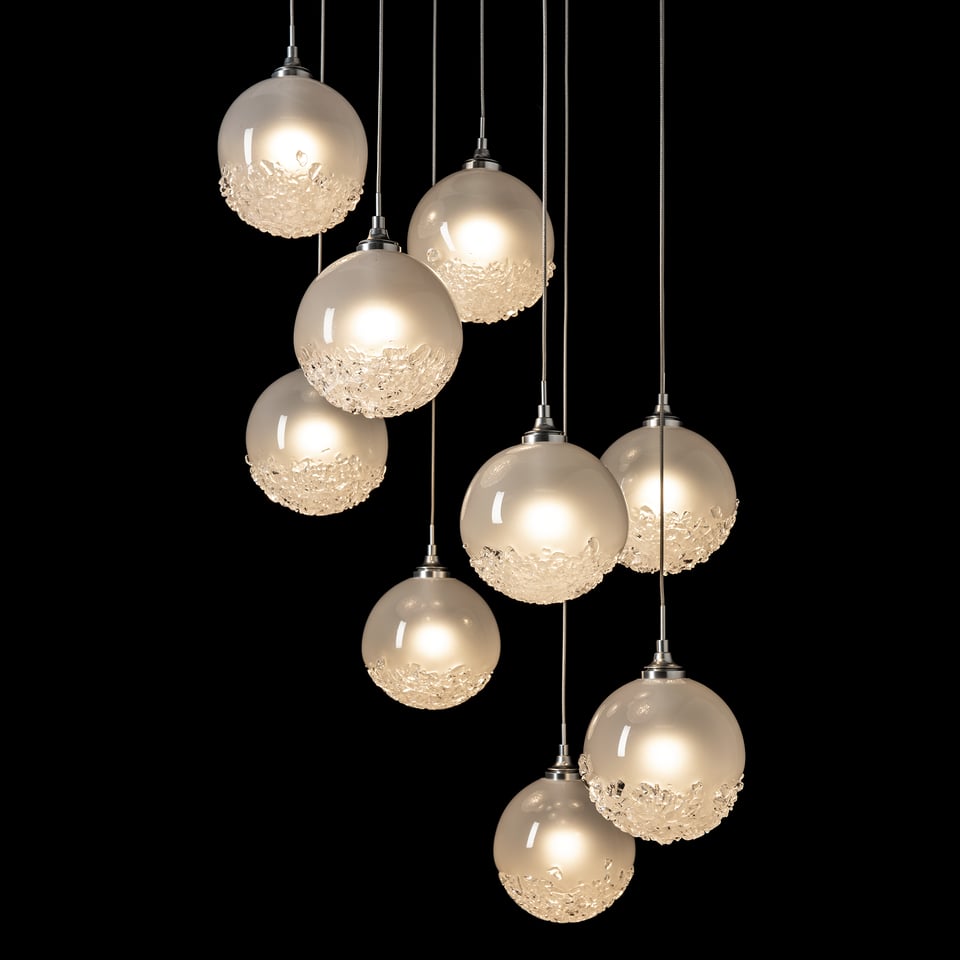 Hubbardton Forge Fritz Globe 9-Light Pendant Fixture with Dimmable Feature and Elegant Glass Spheres