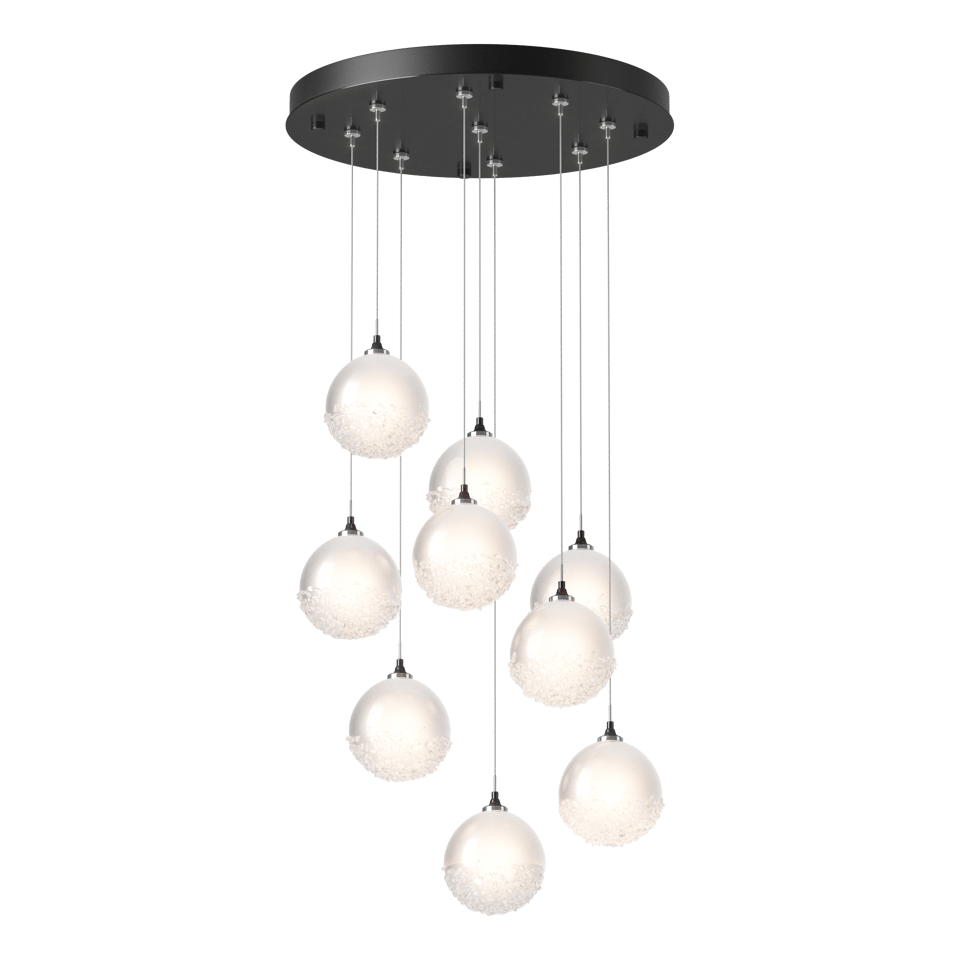 Hubbardton Forge Fritz Globe 9-Light Pendant Fixture with Dimmable Feature and Elegant Glass Spheres