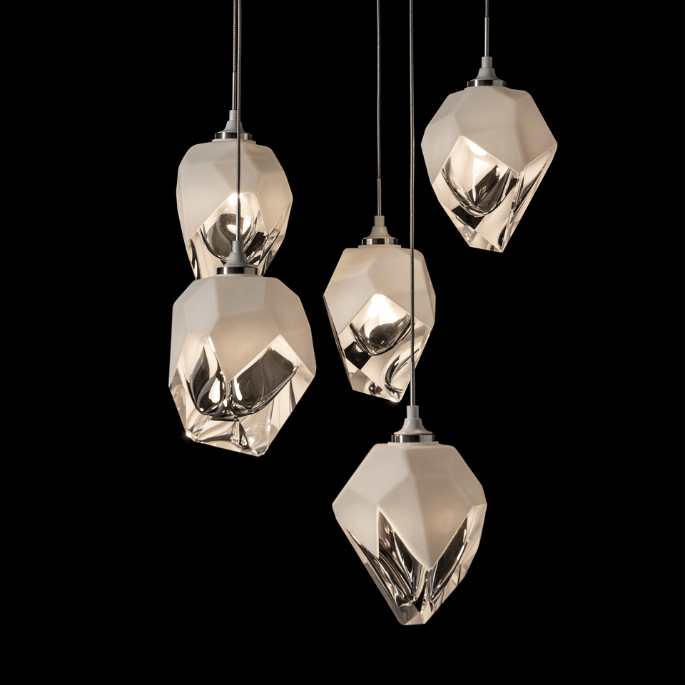 Chrysalis 5-Light Crystal Pendant by Hubbardton Forge - Dimmable, Adjustable Height, UL Damp Rated