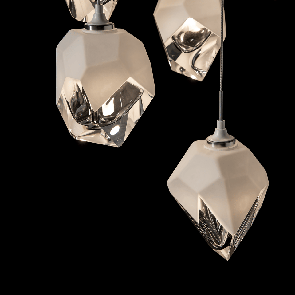 Chrysalis 5-Light Crystal Pendant by Hubbardton Forge - Dimmable, Adjustable Height, UL Damp Rated