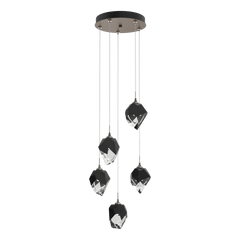 Chrysalis 5-Light Crystal Pendant by Hubbardton Forge - Dimmable, Adjustable Height, UL Damp Rated