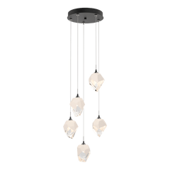 Chrysalis 5-Light Crystal Pendant by Hubbardton Forge - Dimmable, Adjustable Height, UL Damp Rated