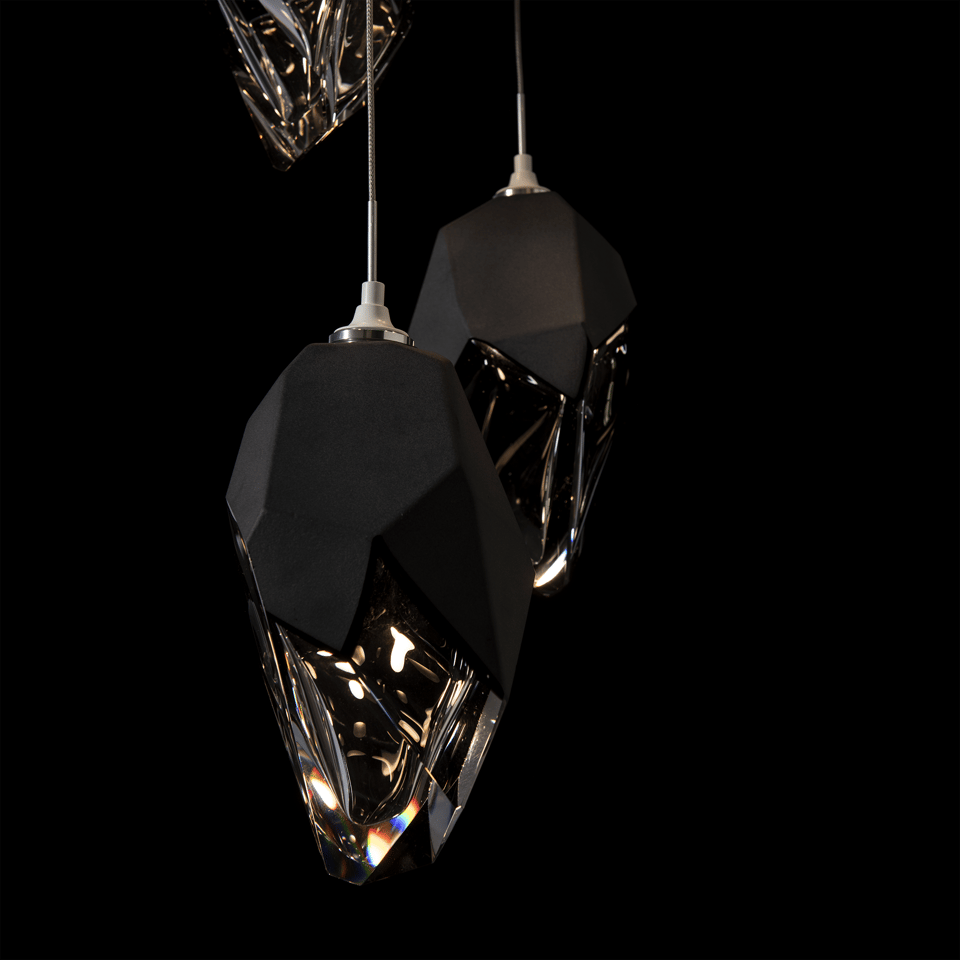 Hubbardton Forge Chrysalis 5-Light Large Crystal Pendant, Customizable Finishes, Dimmable, UL Damp Rated