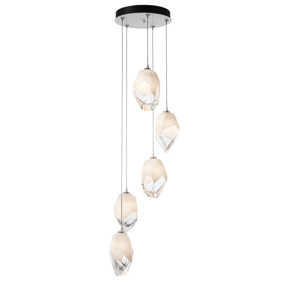 Hubbardton Forge Chrysalis 5-Light Large Crystal Pendant, Customizable Finishes, Dimmable, UL Damp Rated