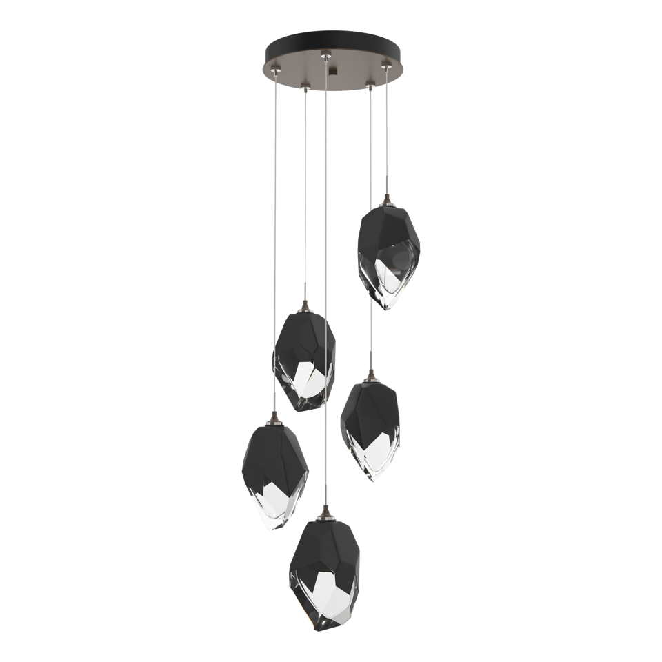 Hubbardton Forge Chrysalis 5-Light Large Crystal Pendant, Customizable Finishes, Dimmable, UL Damp Rated