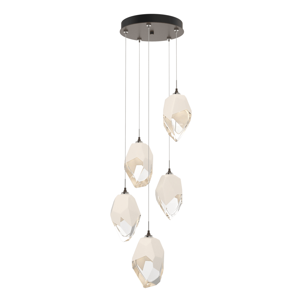 Hubbardton Forge Chrysalis 5-Light Large Crystal Pendant, Customizable Finishes, Dimmable, UL Damp Rated