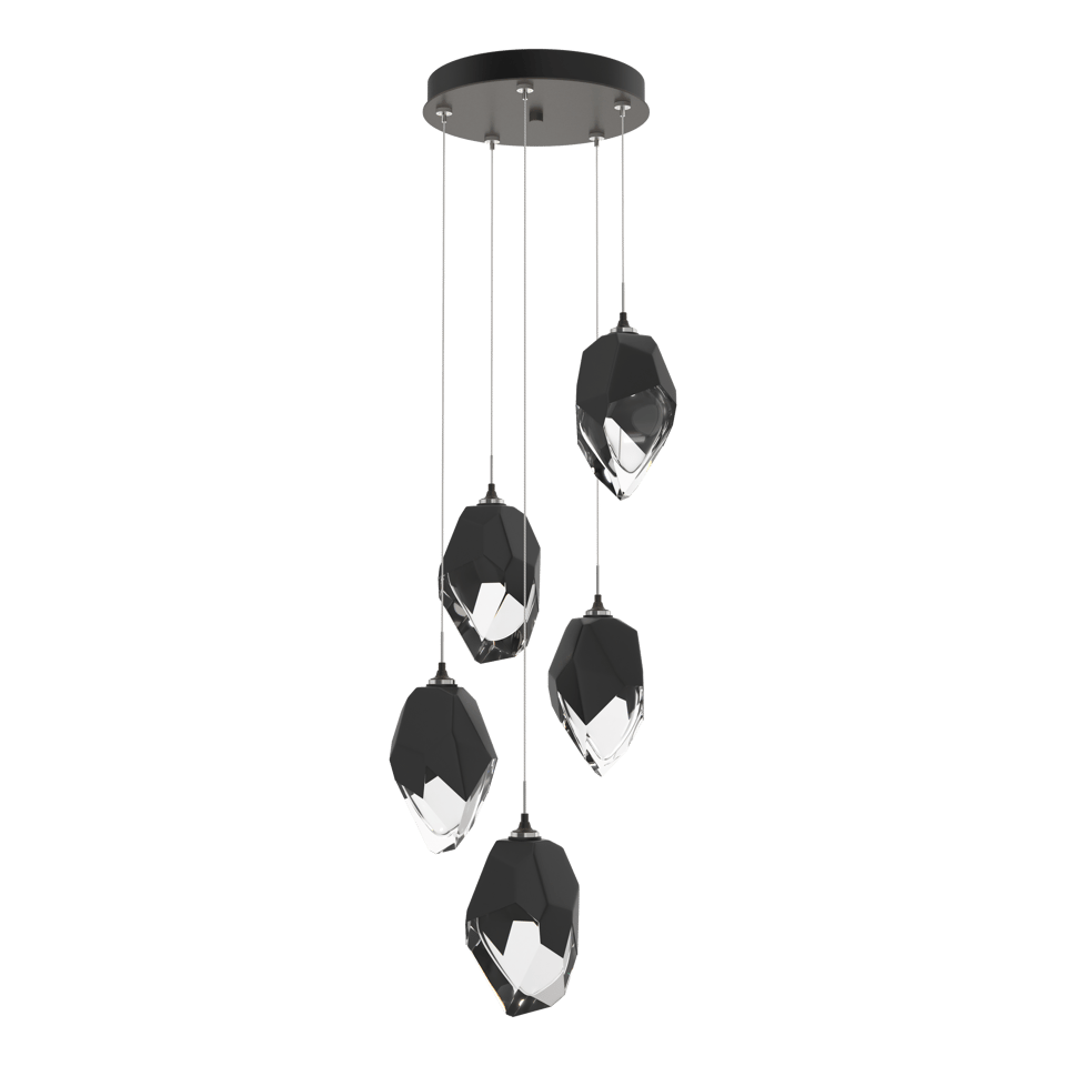 Hubbardton Forge Chrysalis 5-Light Large Crystal Pendant, Customizable Finishes, Dimmable, UL Damp Rated