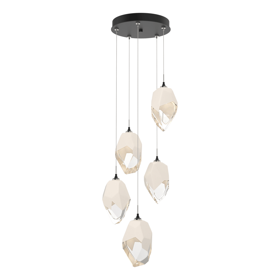 Hubbardton Forge Chrysalis 5-Light Large Crystal Pendant, Customizable Finishes, Dimmable, UL Damp Rated