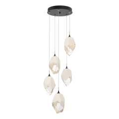 Hubbardton Forge Chrysalis 5-Light Large Crystal Pendant, Customizable Finishes, Dimmable, UL Damp Rated