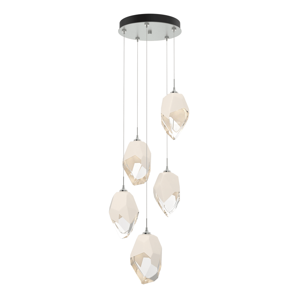 Hubbardton Forge Chrysalis 5-Light Large Crystal Pendant, Customizable Finishes, Dimmable, UL Damp Rated