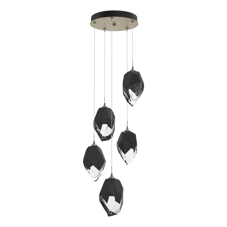 Hubbardton Forge Chrysalis 5-Light Large Crystal Pendant, Customizable Finishes, Dimmable, UL Damp Rated