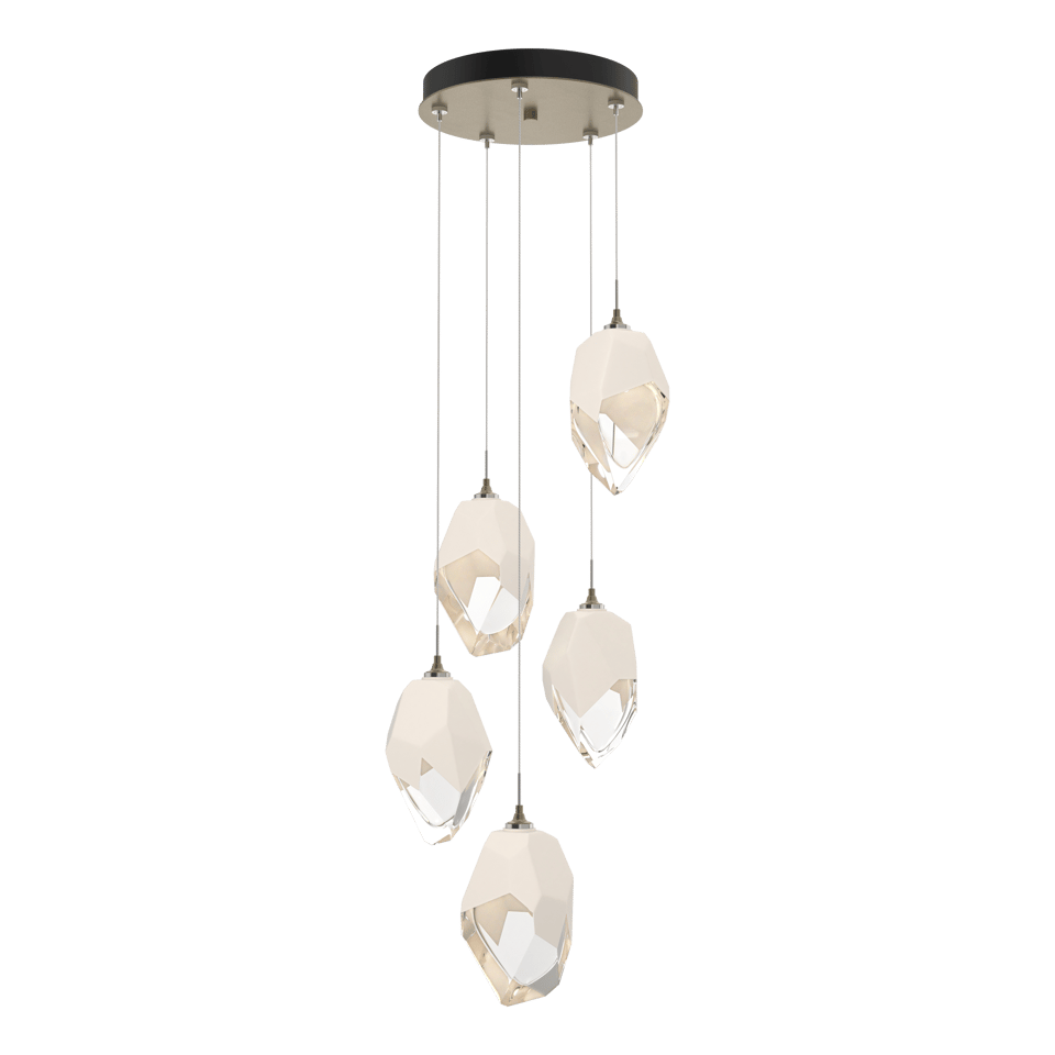 Hubbardton Forge Chrysalis 5-Light Large Crystal Pendant, Customizable Finishes, Dimmable, UL Damp Rated