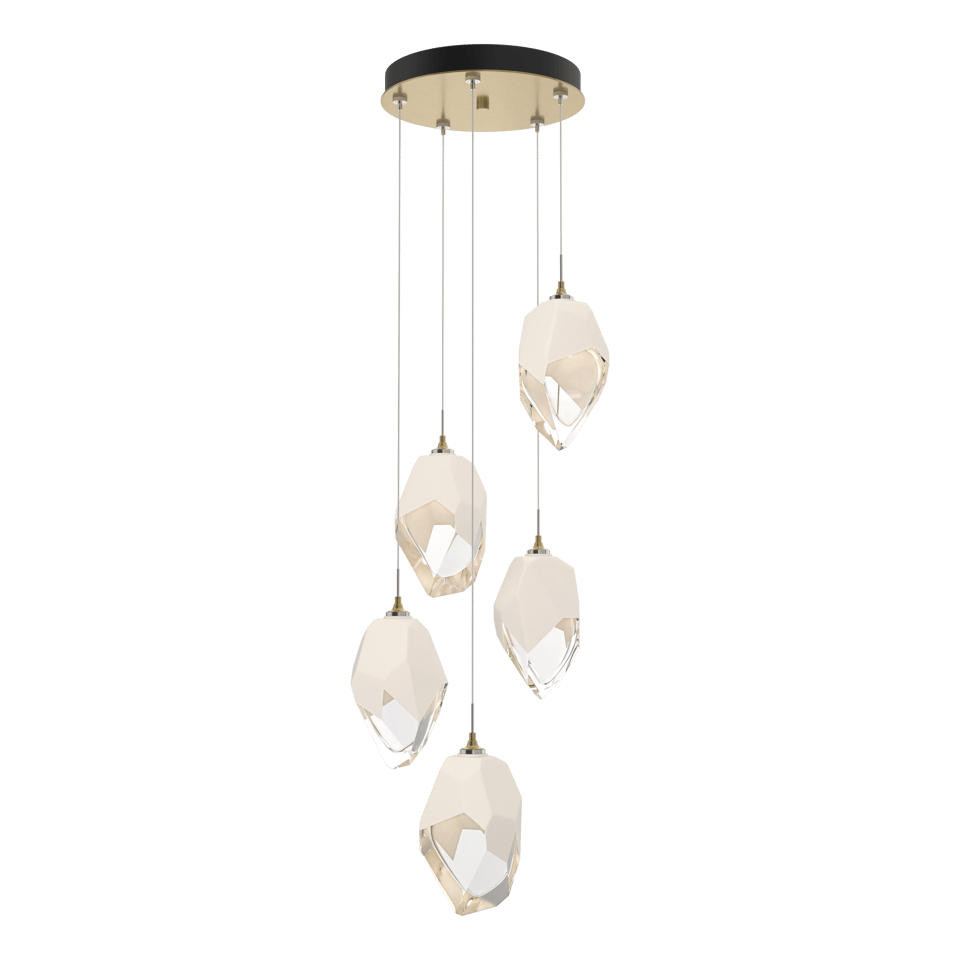 Hubbardton Forge Chrysalis 5-Light Large Crystal Pendant, Customizable Finishes, Dimmable, UL Damp Rated