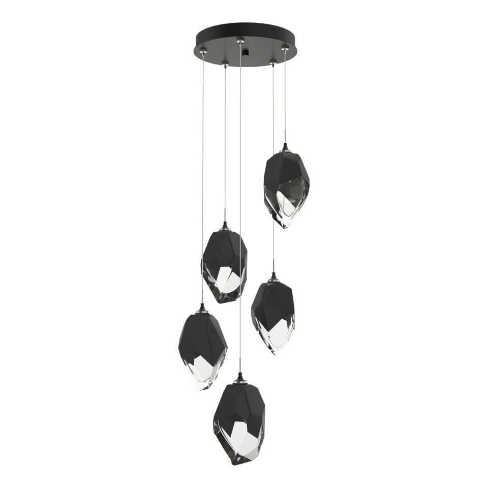 Hubbardton Forge Chrysalis 5-Light Large Crystal Pendant, Customizable Finishes, Dimmable, UL Damp Rated