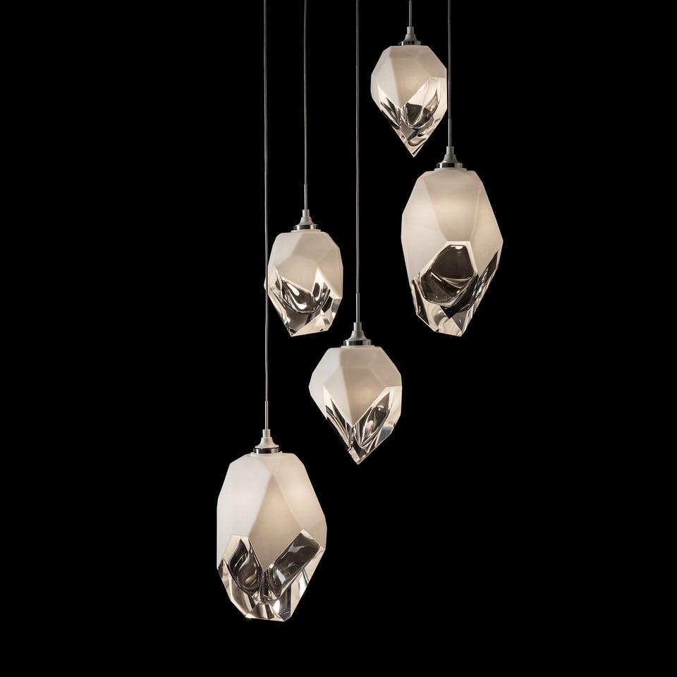 Chrysalis 5-Light Mixed Crystal Pendant by Hubbardton Forge with Dimmable Feature and Adjustable Height