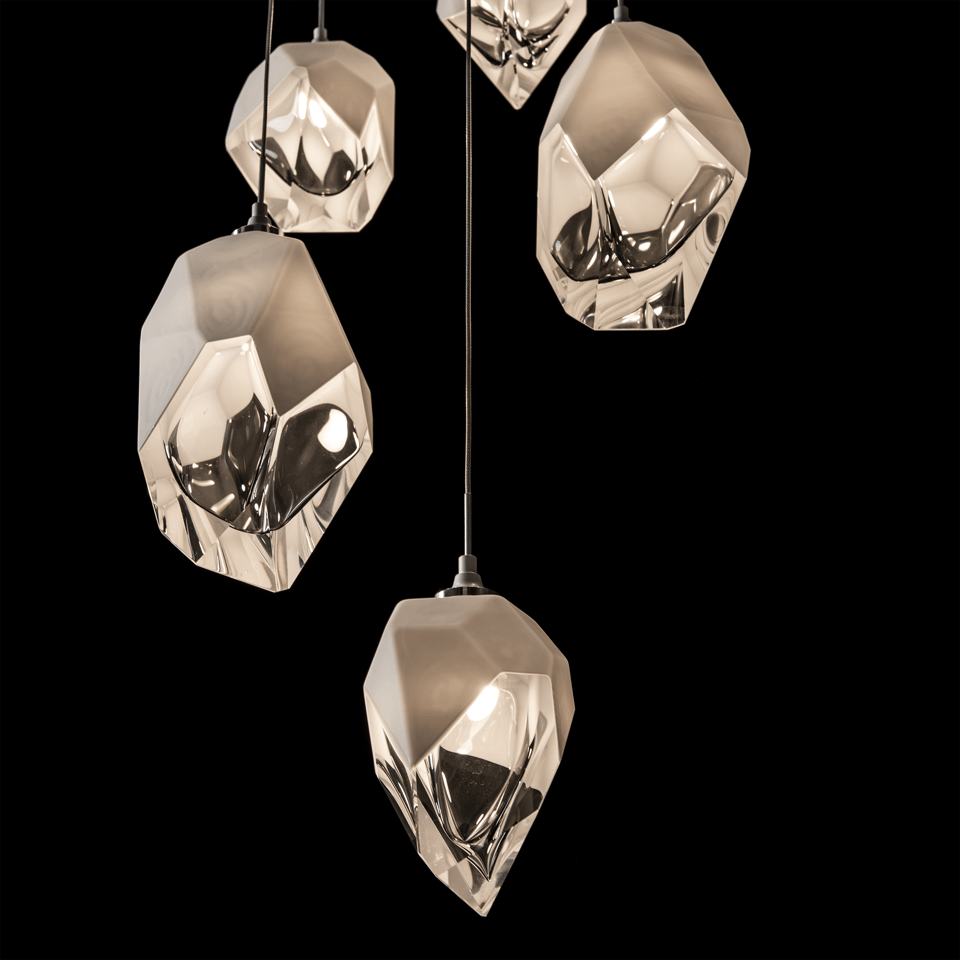 Chrysalis 5-Light Mixed Crystal Pendant by Hubbardton Forge with Dimmable Feature and Adjustable Height