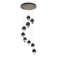 Chrysalis 9-Light Crystal Pendant by Hubbardton Forge - Versatile Adjustable Height, Dimmable Elegance