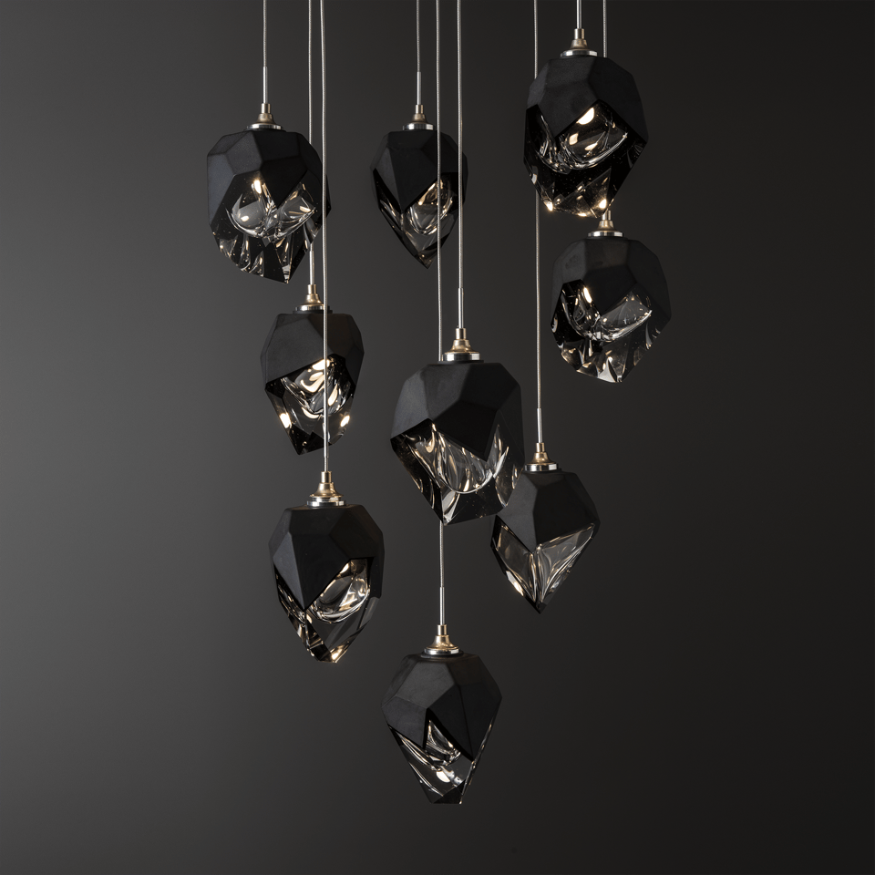 Chrysalis 9-Light Crystal Pendant by Hubbardton Forge - Versatile Adjustable Height, Dimmable Elegance