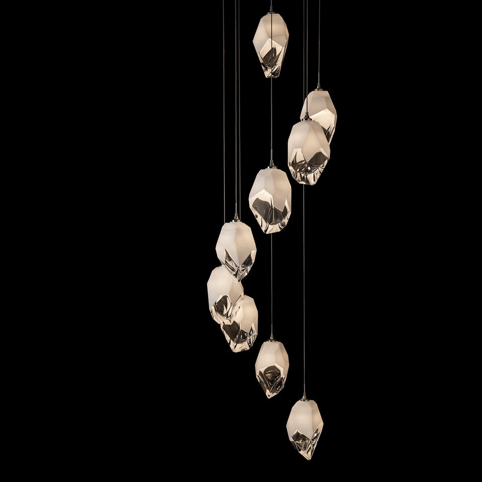 Hubbardton Forge Chrysalis 9-Light Crystal Pendant with Adjustable Height & UL Damp Safety Rating